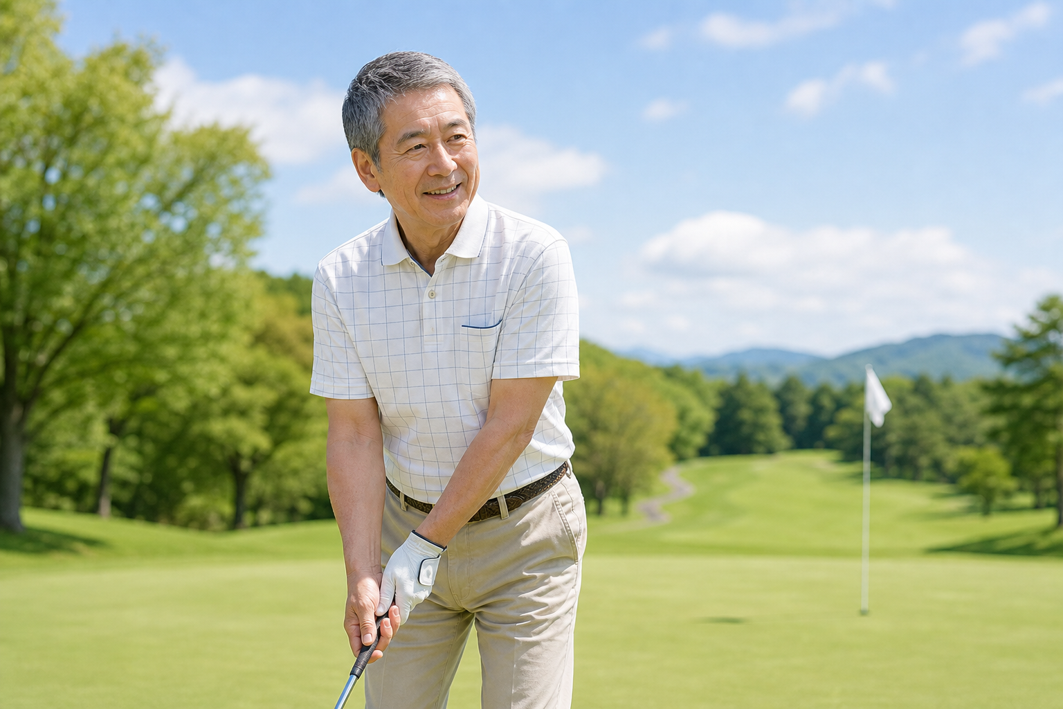 ゴルフを楽しんでいるシニア男性